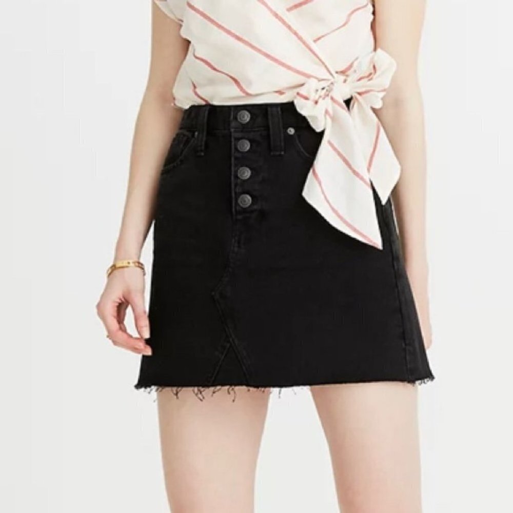 Madewell Rigid ‎ Denim A-Line Mini Skirt Lunar Wash Button-Front Edition Size 25